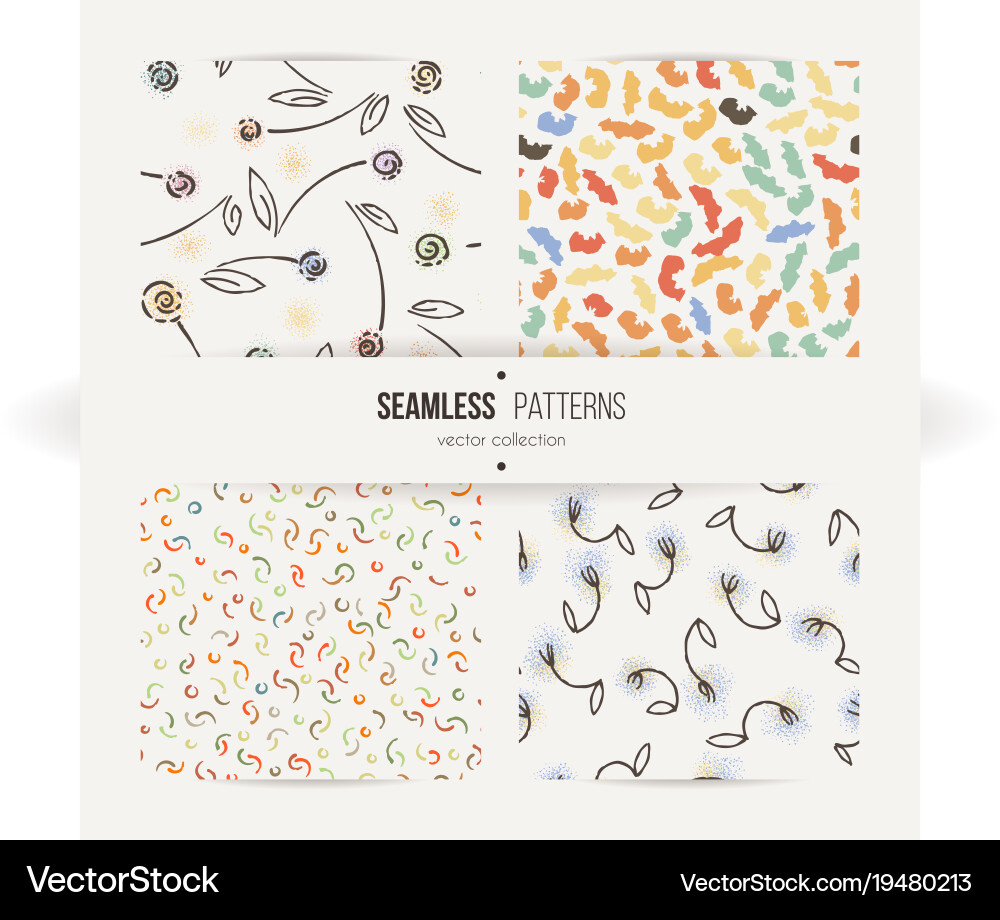 Set of abstract seamless patterns vector image