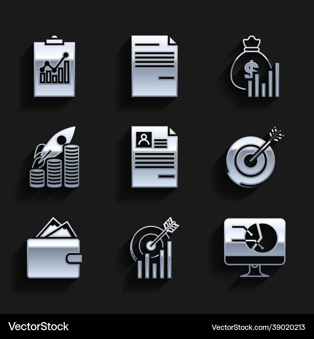 Set resume target with graph chart computer vector image