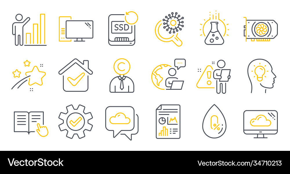 Set science icons such as gpu cloud storage Set science icons such as gpu cloud storage vector image