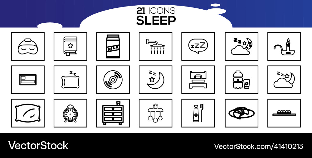 Simple set of sleep related line icons Vector Image