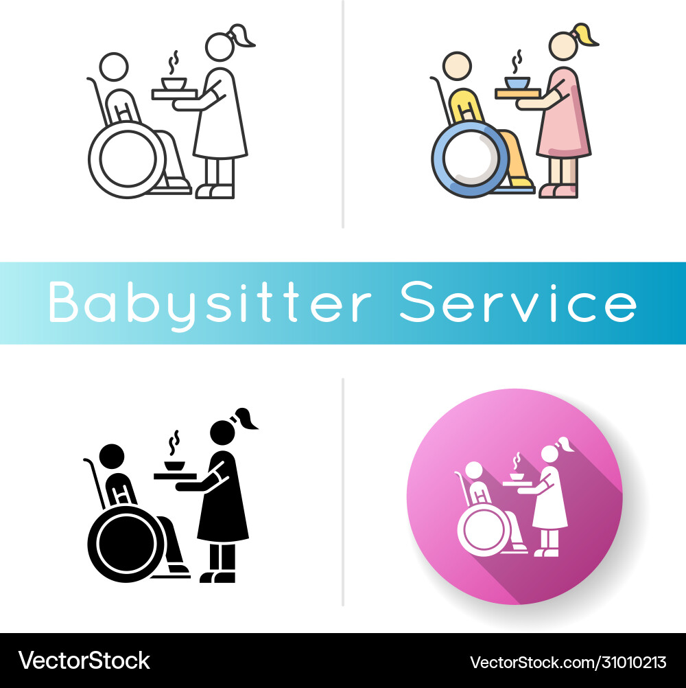 Special needs icon social worker help senior Special needs icon social worker help senior vector image