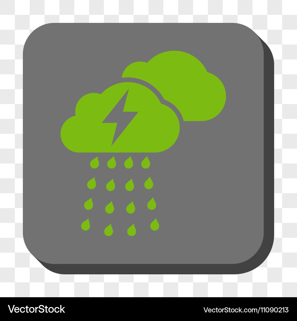 Thunderstorm clouds rounded square button vector image