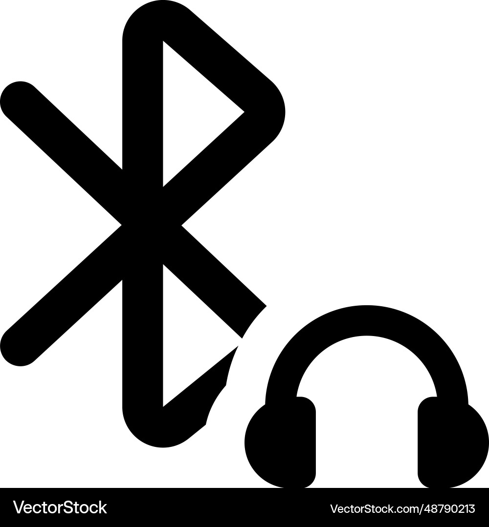 Wireless headset connected with device vector image