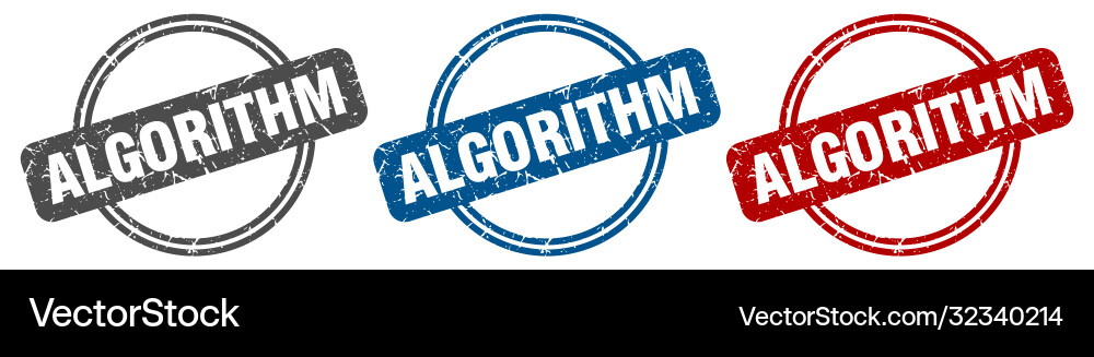 Algorithm stamp sign label set vector image