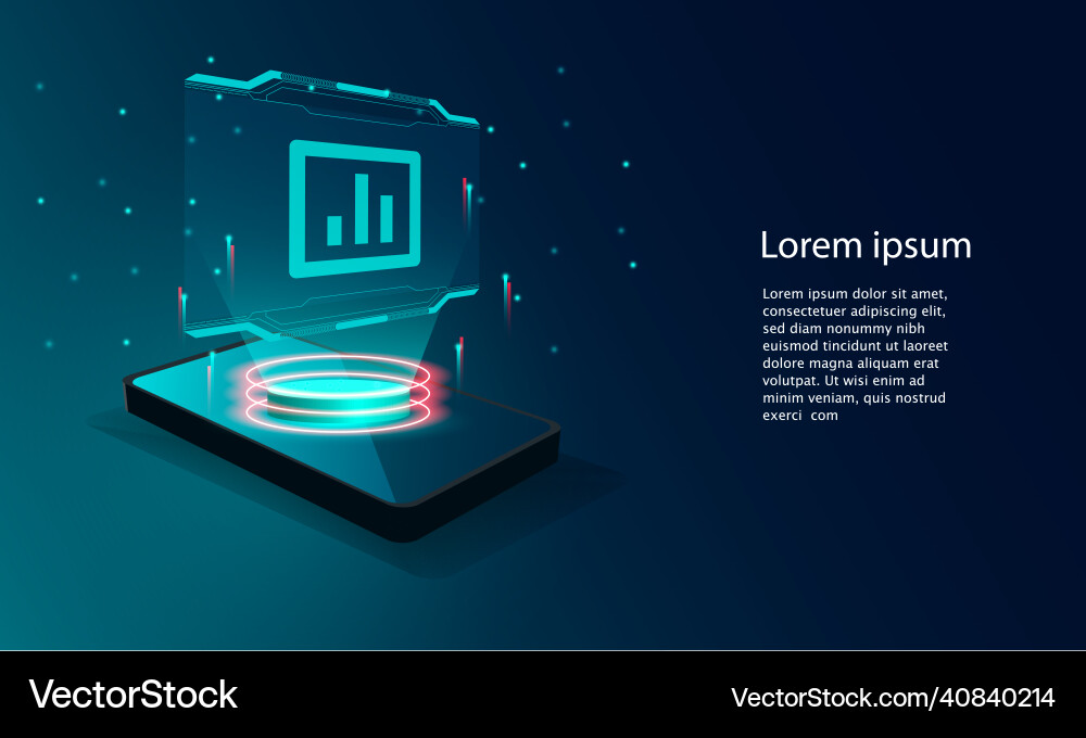 Application of smartphone with business graph Application of smartphone with business graph vector image