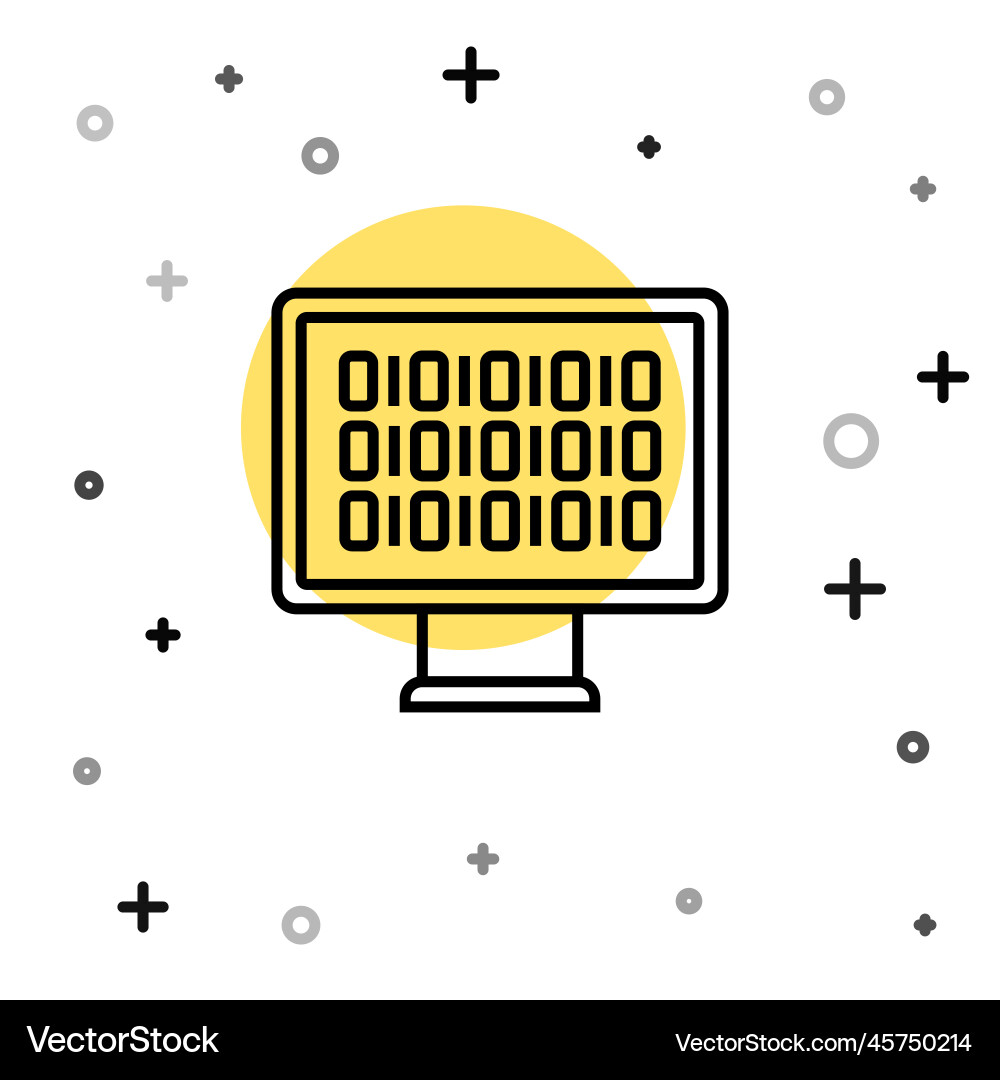 Black line binary code icon isolated on white Black line binary code icon isolated on white vector image