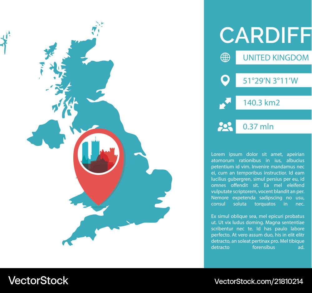 Cardiff map infographic Cardiff map infographic vector image