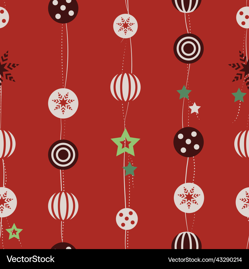Christmas ball garlands on red background Christmas ball garlands on red background vector image
