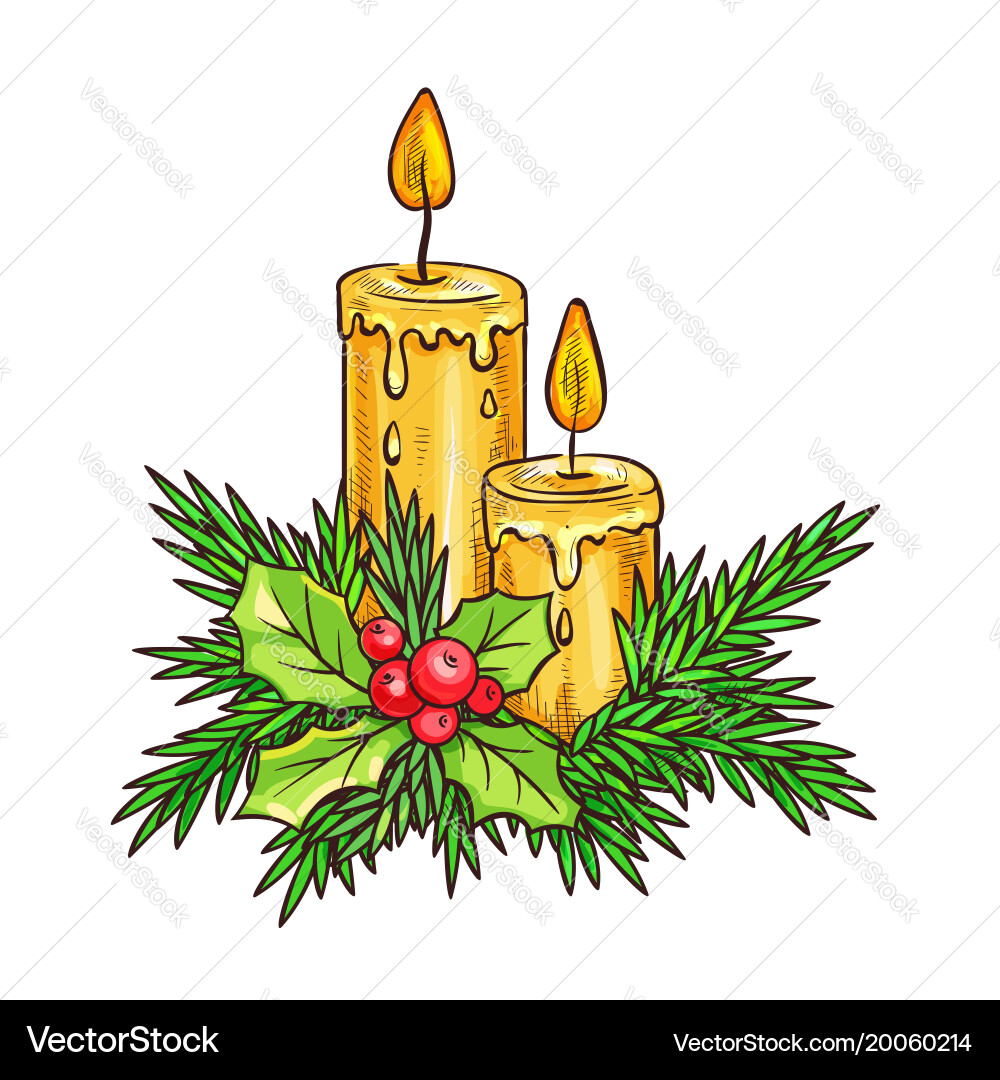 Christmas candles Royalty Free Vector Image - VectorStock