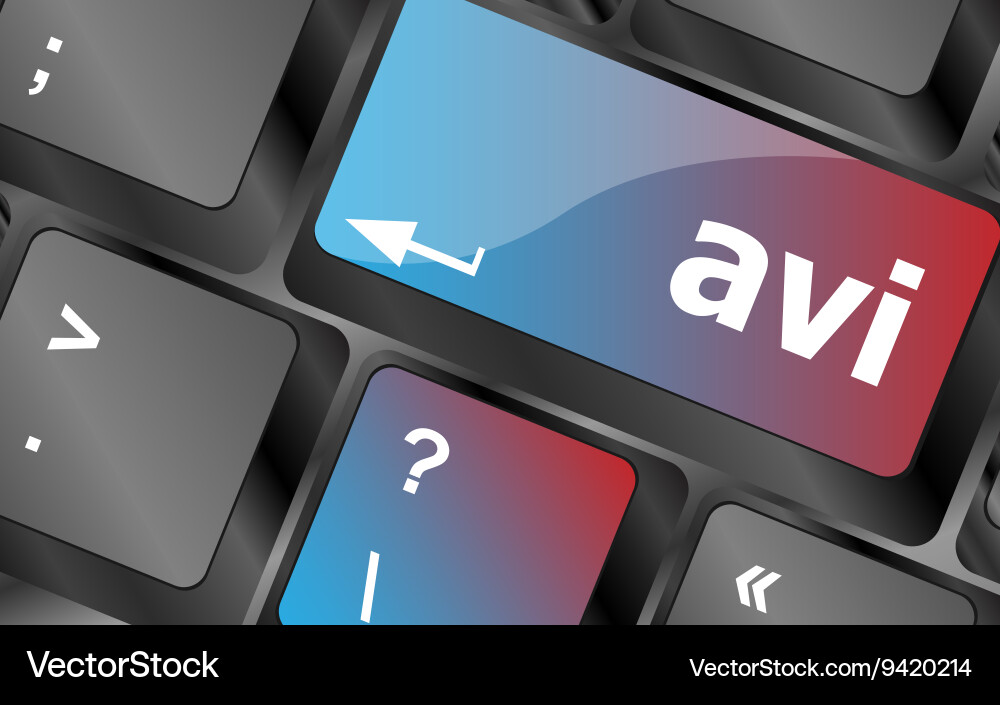 Closeup of avi key in a modern keyboard keys vector image