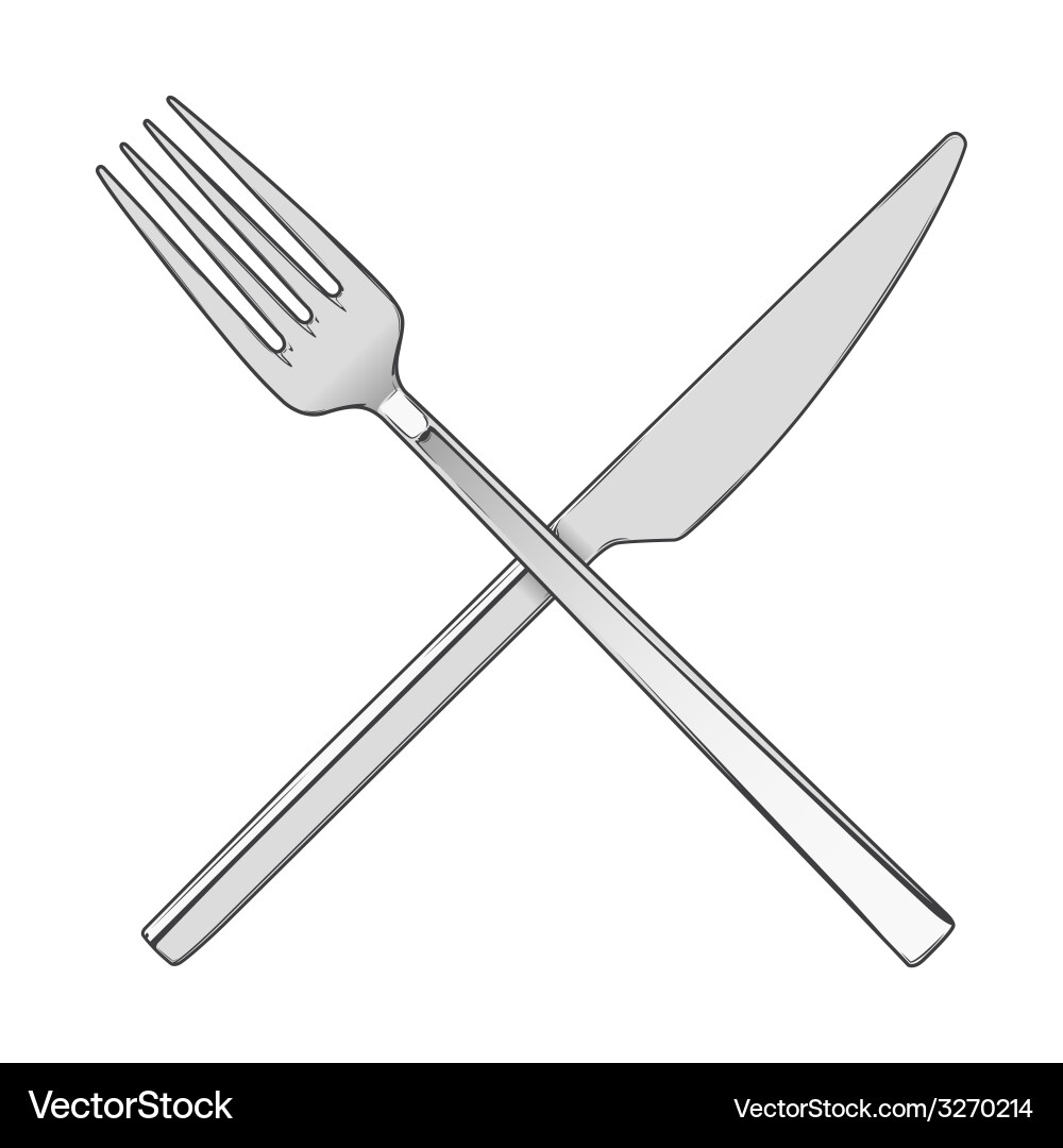 Crossed fork and knife vector image