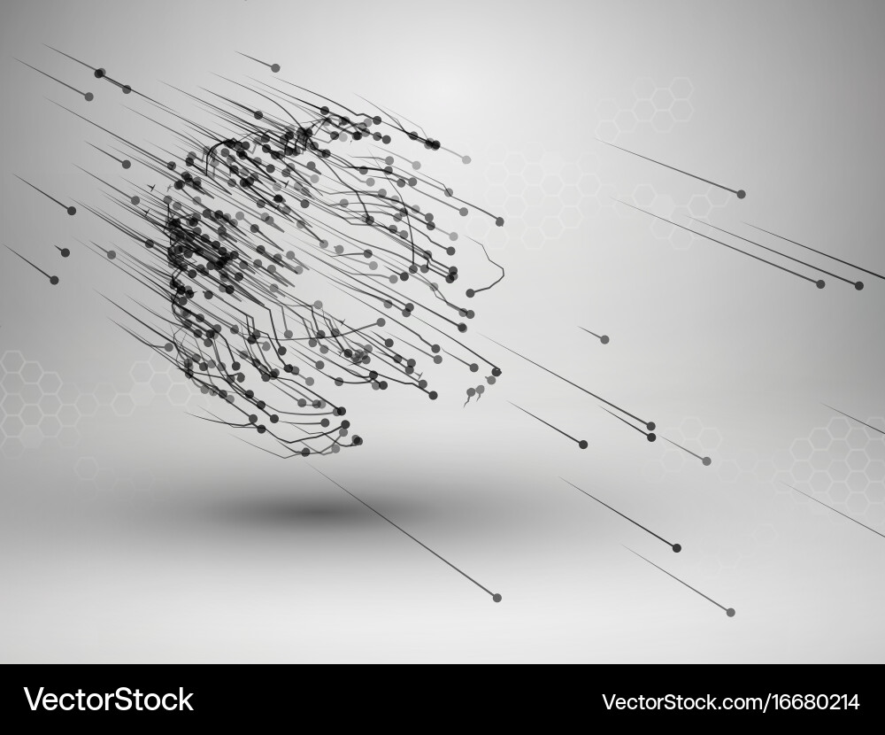 Cube with connected lines and dots wireframe mesh Vector Image