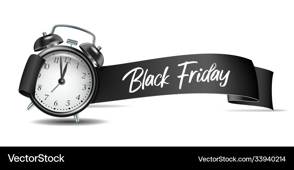Curved paper banner ribbon with black friday Curved paper banner ribbon with black friday vector image