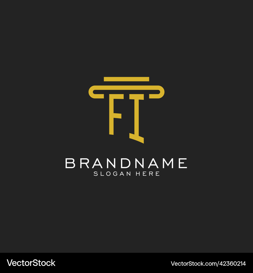 Fi initial logo with simple pillar style design Fi initial logo with simple pillar style design Vector Image