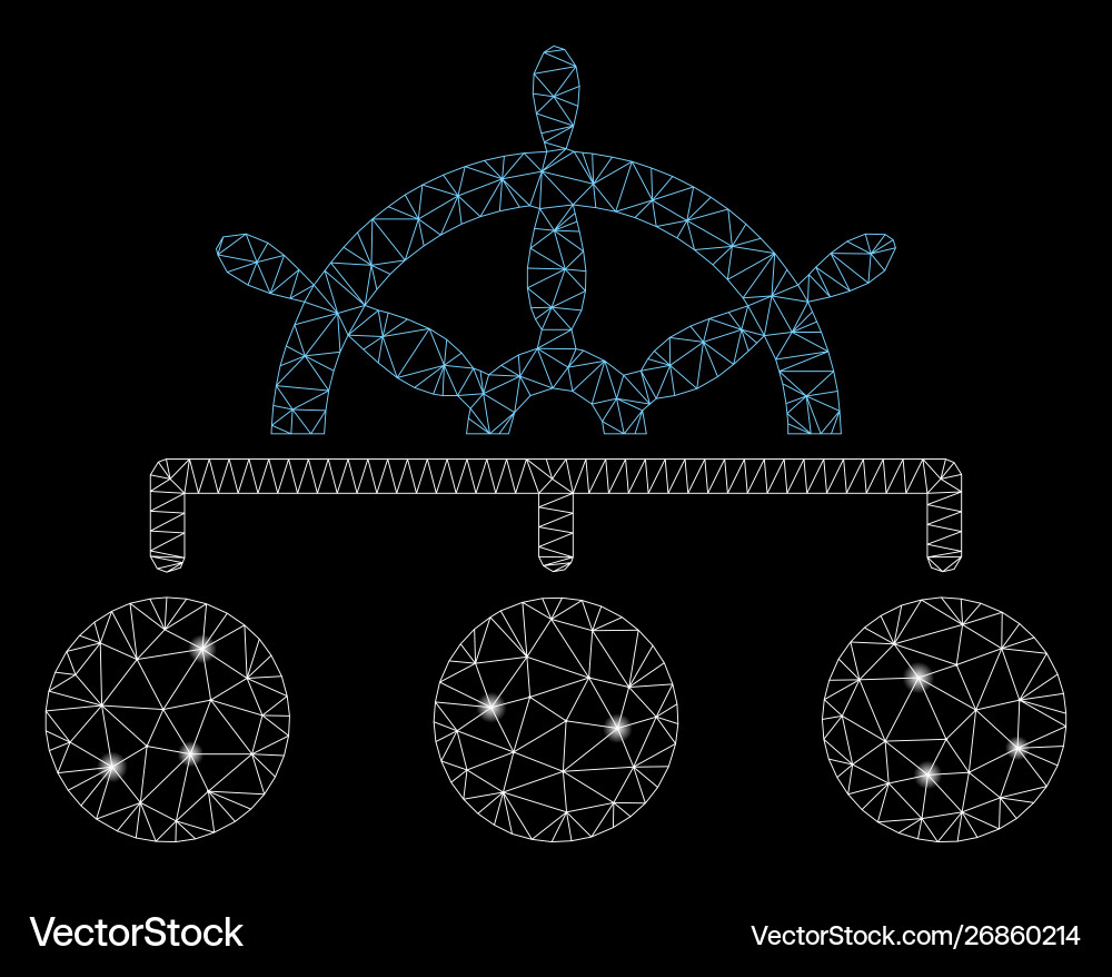Glowing mesh network ship wheel hierarchy Glowing mesh network ship wheel hierarchy vector image