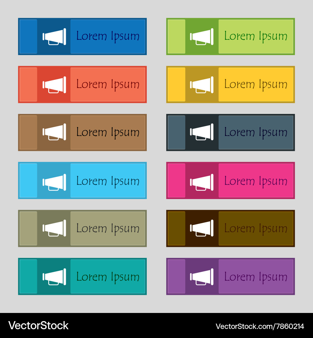 Gramophone web icon sign set of twelve rectangular Vector Image