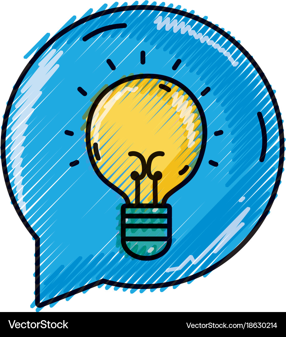 Grated bulb idea inside chat bubble message vector image