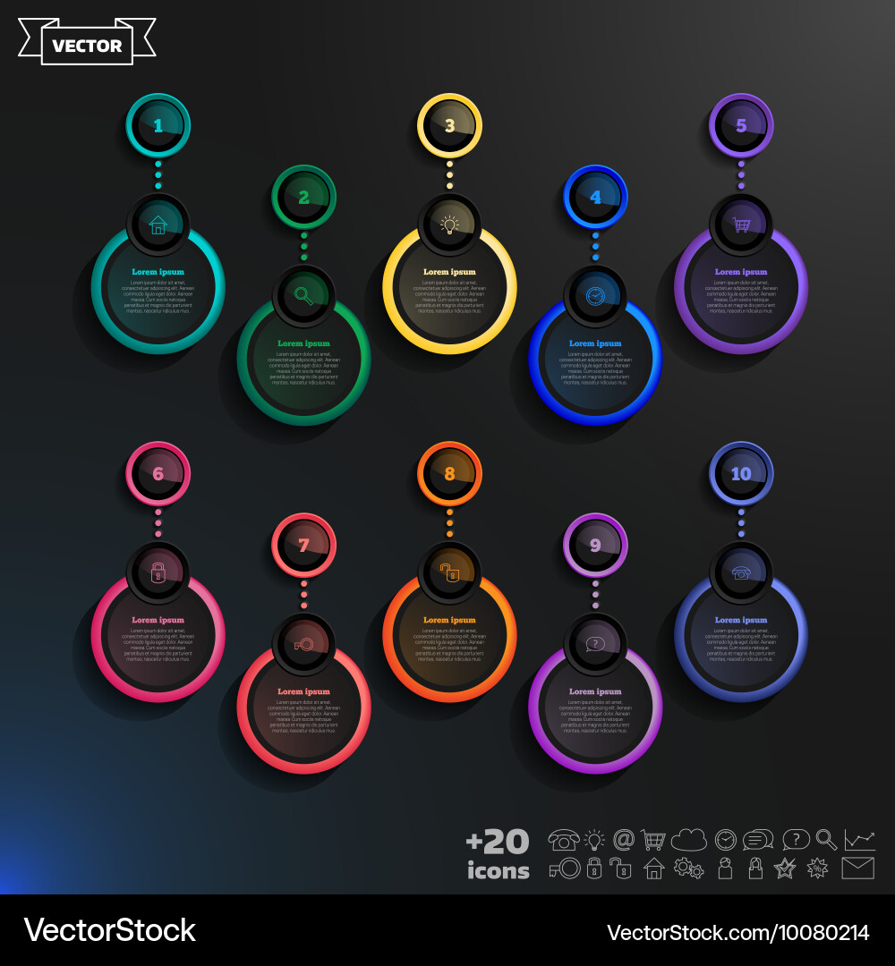 Infographic design list with colorful circles vector image