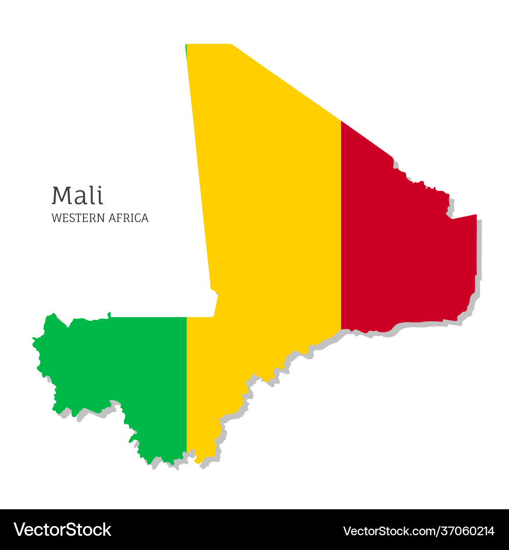Map mali with national flag highly detailed Map mali with national flag highly detailed vector image