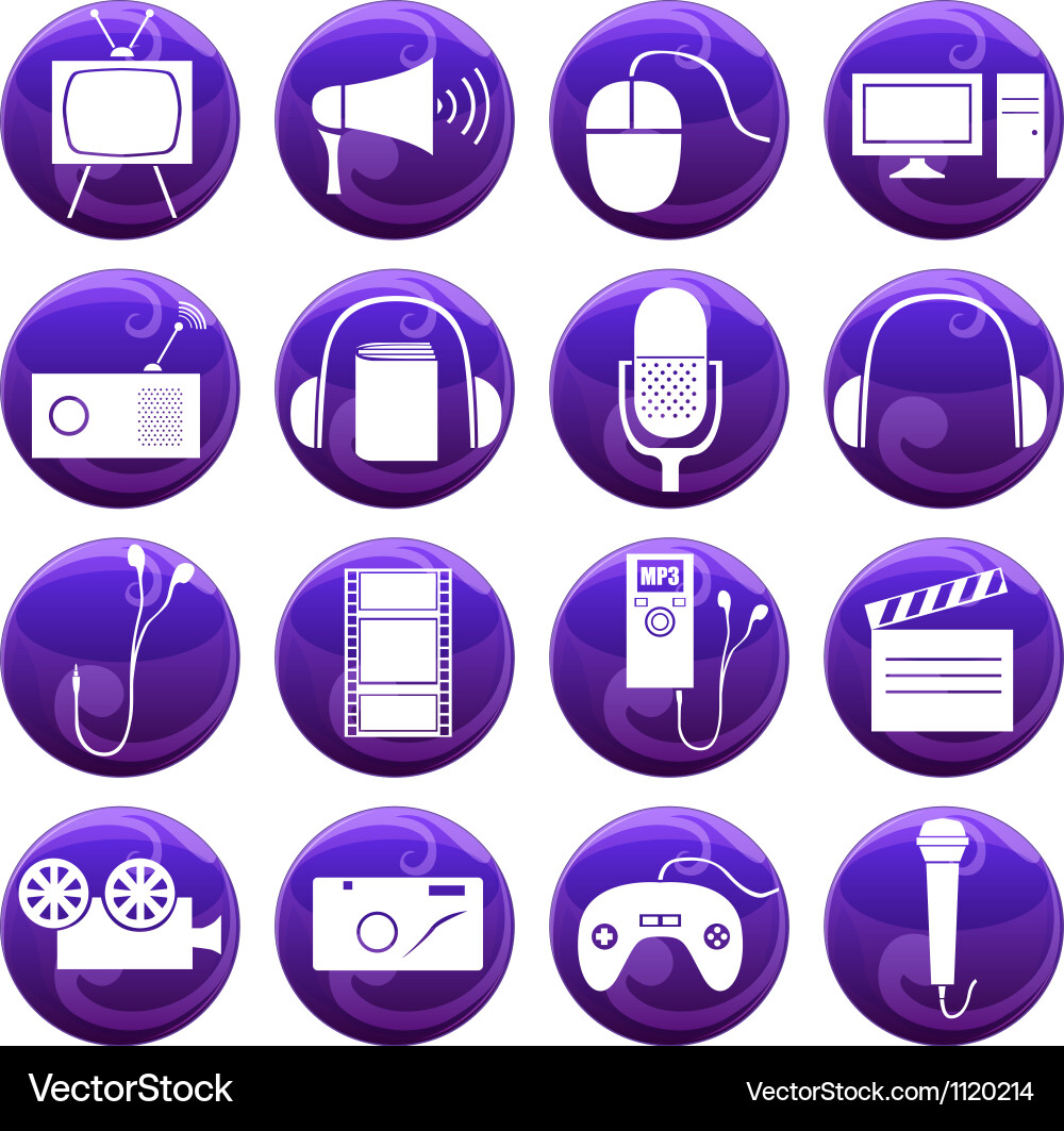 Media icons on buttons Vector Image