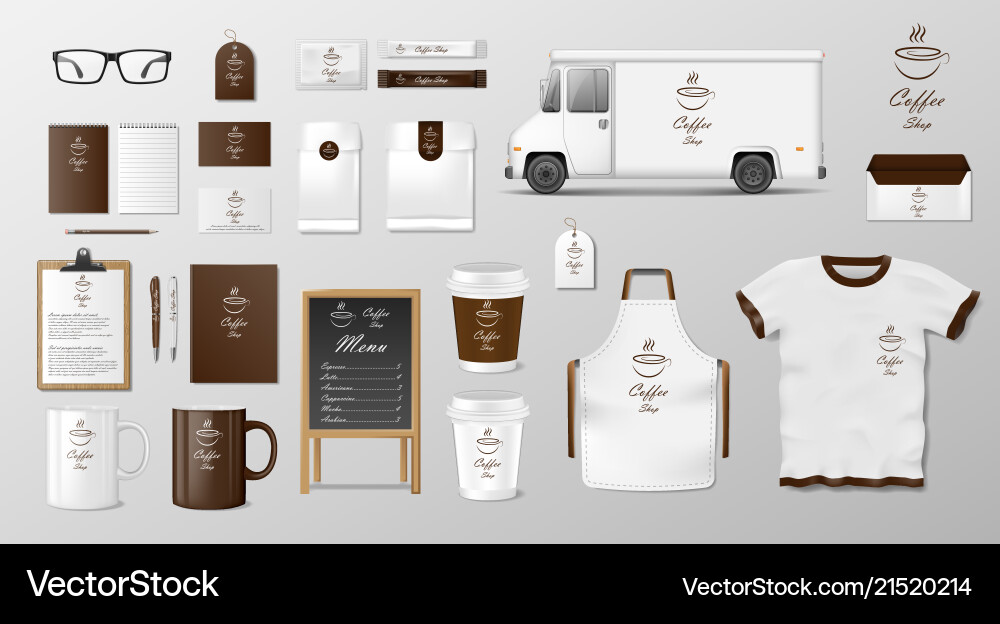 Mockup set for coffee shop cafe or restaurant Mockup set for coffee shop cafe or restaurant vector image