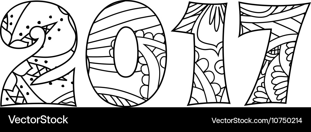 Numbers 2017 in entangle inspired style isolated Vector Image