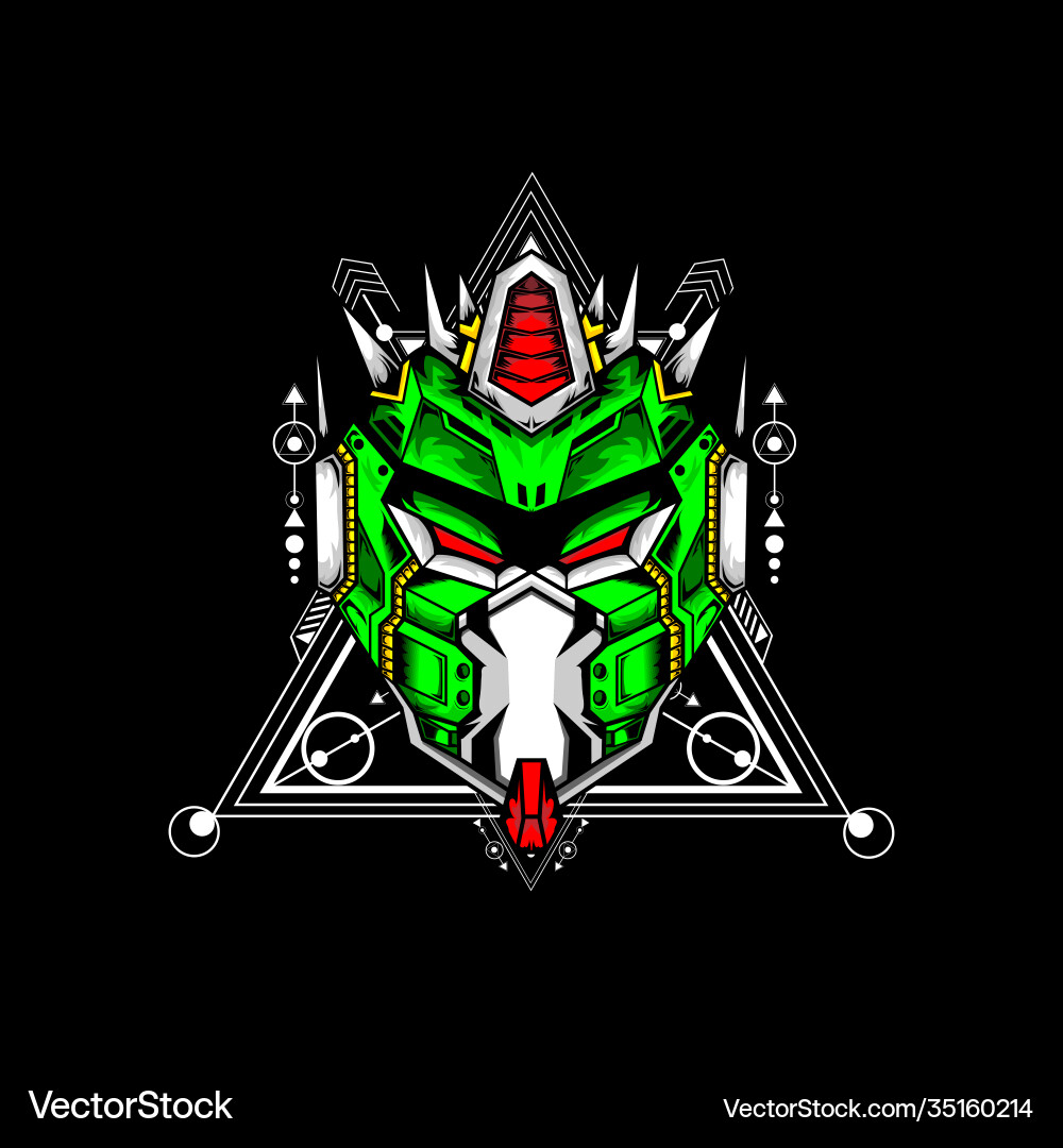 Robot head with sacred geometry pattern Vector Image