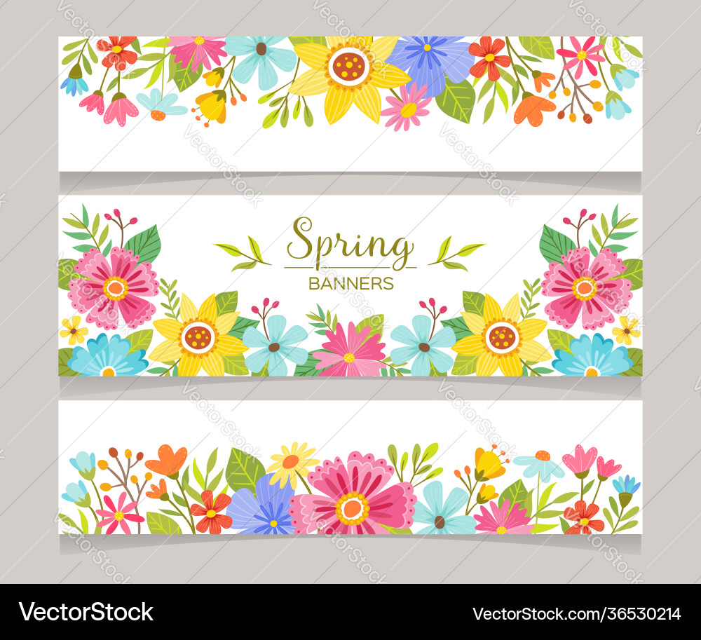 Seasonal spring decorative banners Royalty Free Vector Image