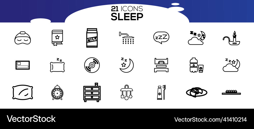 Simple set of sleep related line icons vector image