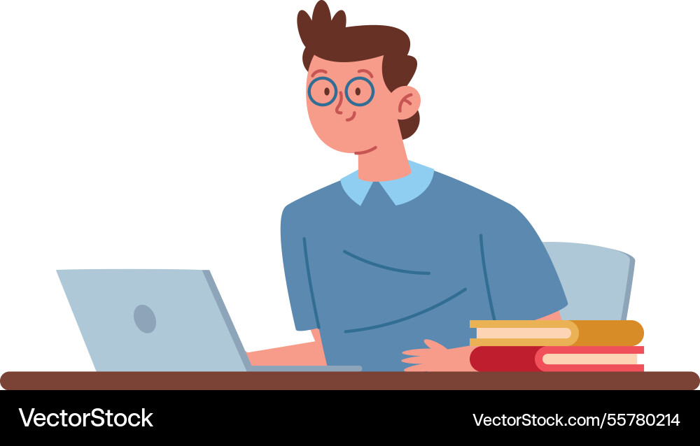 Student on computer remote studying Vector Image