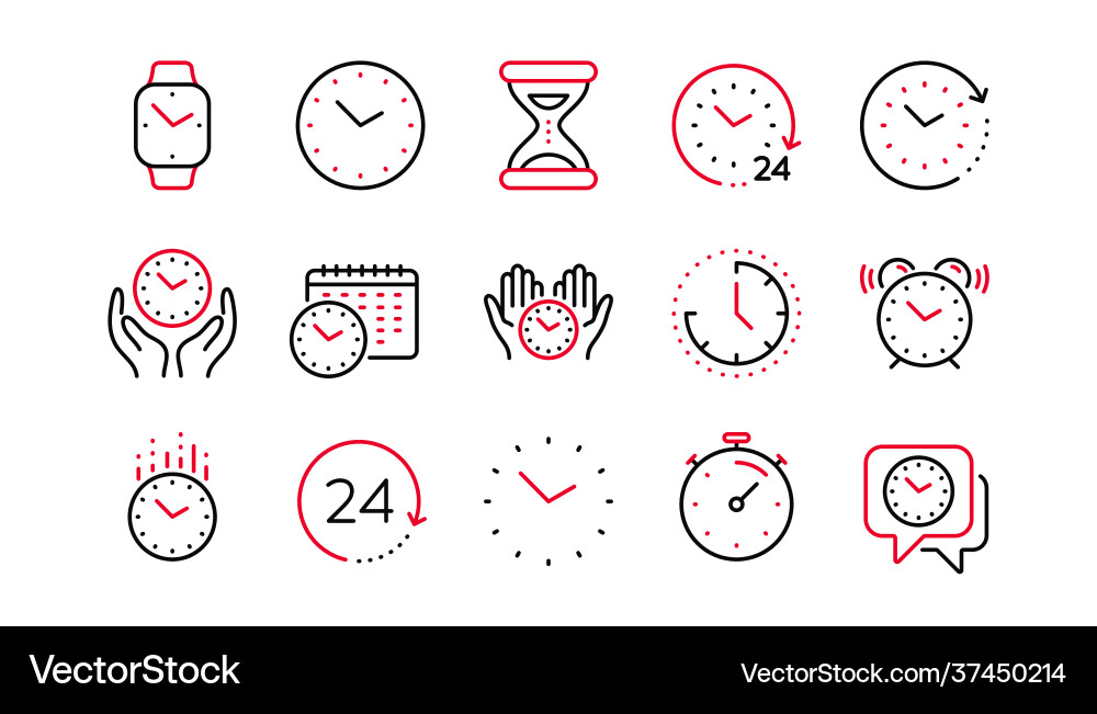 Time and clock line icons timer alarm Vector Image
