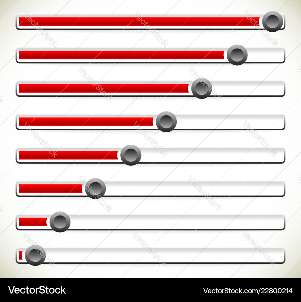 Vertical sliders adjusters or loading bars ui gui Vertical sliders adjusters or loading bars ui gui vector image