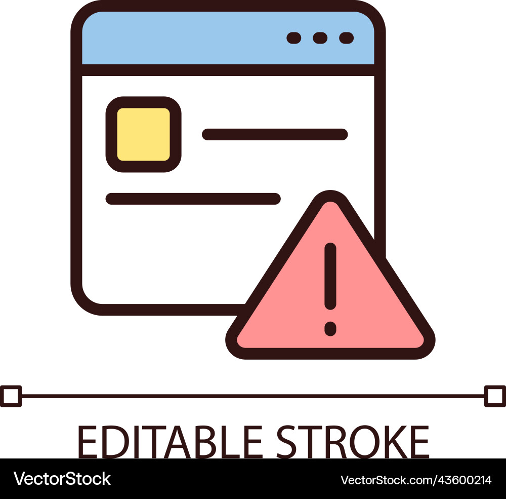 Website error pixel perfect rgb color icon Website error pixel perfect rgb color icon vector image