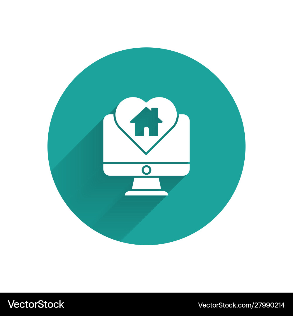 White computer monitor with house in heart shape vector image