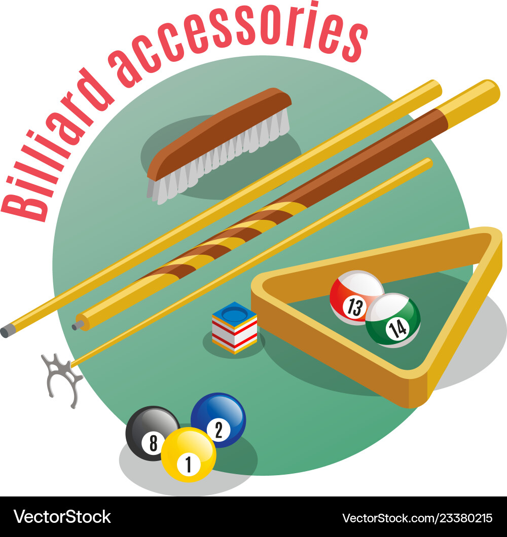 Billiard acessories isometric background Billiard acessories isometric background vector image