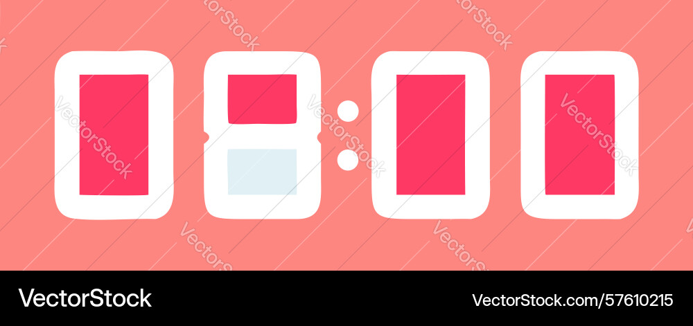 Bold red digital clock displaying eight oclock vector image