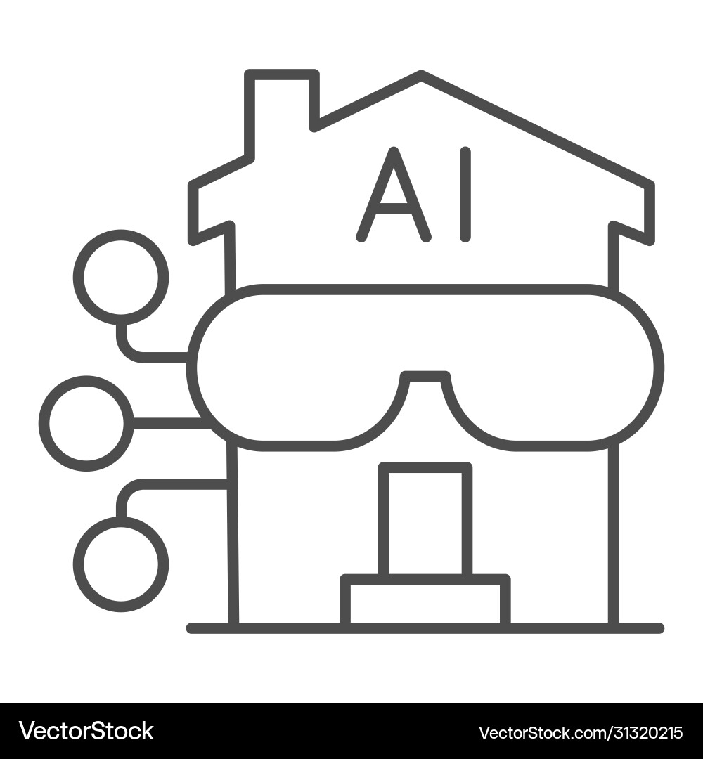 Building with ai connection thin line icon smart Vector Image