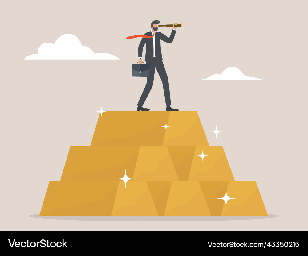 Businessman trader look through binocular from vector image