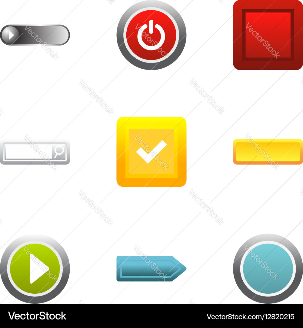 Button icons set flat style Vector Image