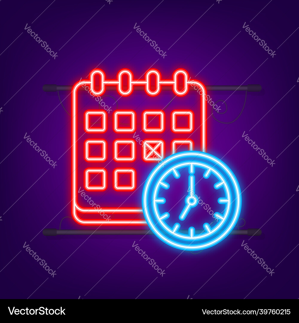 Calendar and clock line icon schedule concepts Calendar and clock line icon schedule concepts Vector Image