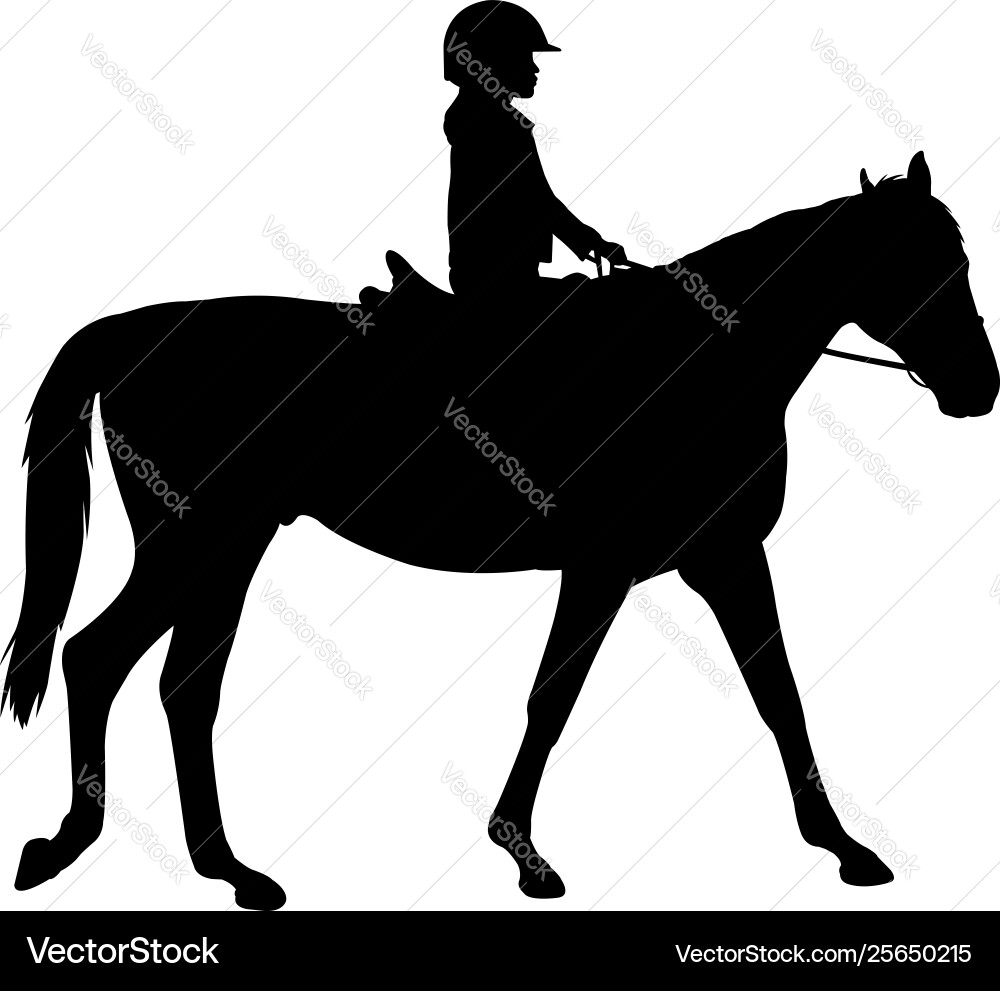 Child Riding a Horse Silhouette Vector Image