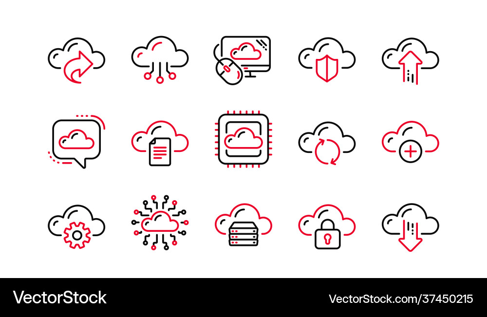 Cloud data and technology icons hosting vector image