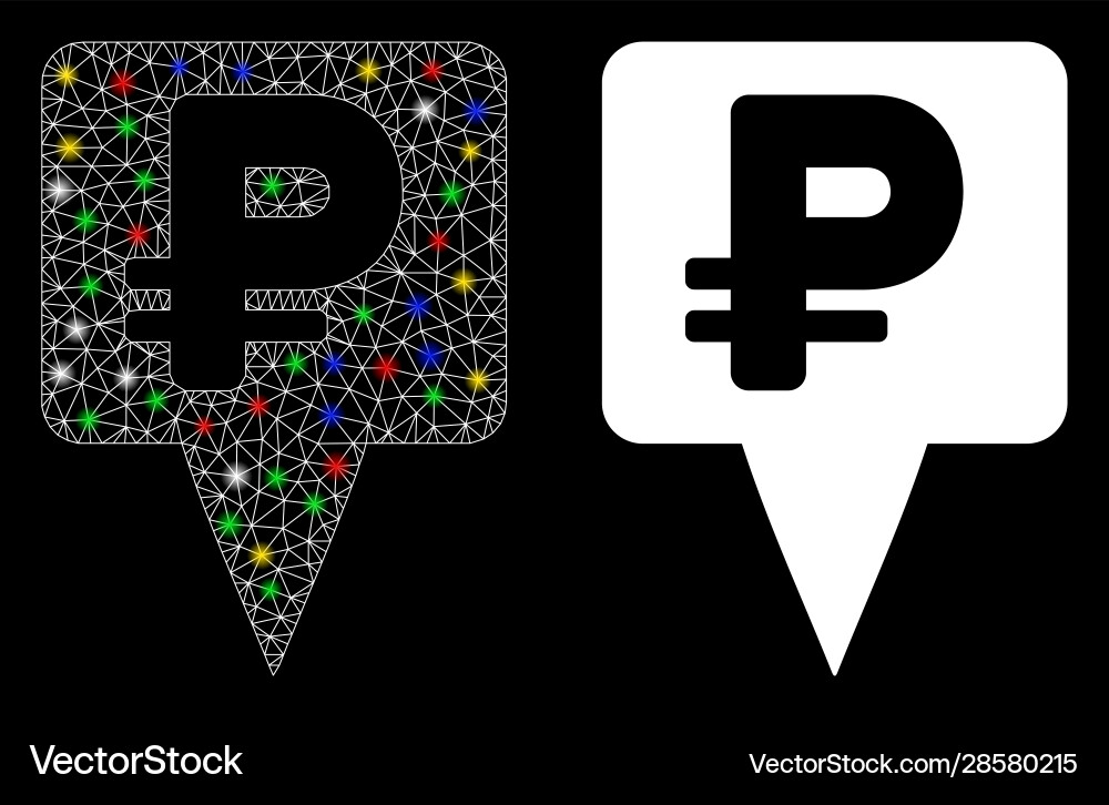 Flare mesh network rouble map pointer icon Flare mesh network rouble map pointer icon vector image
