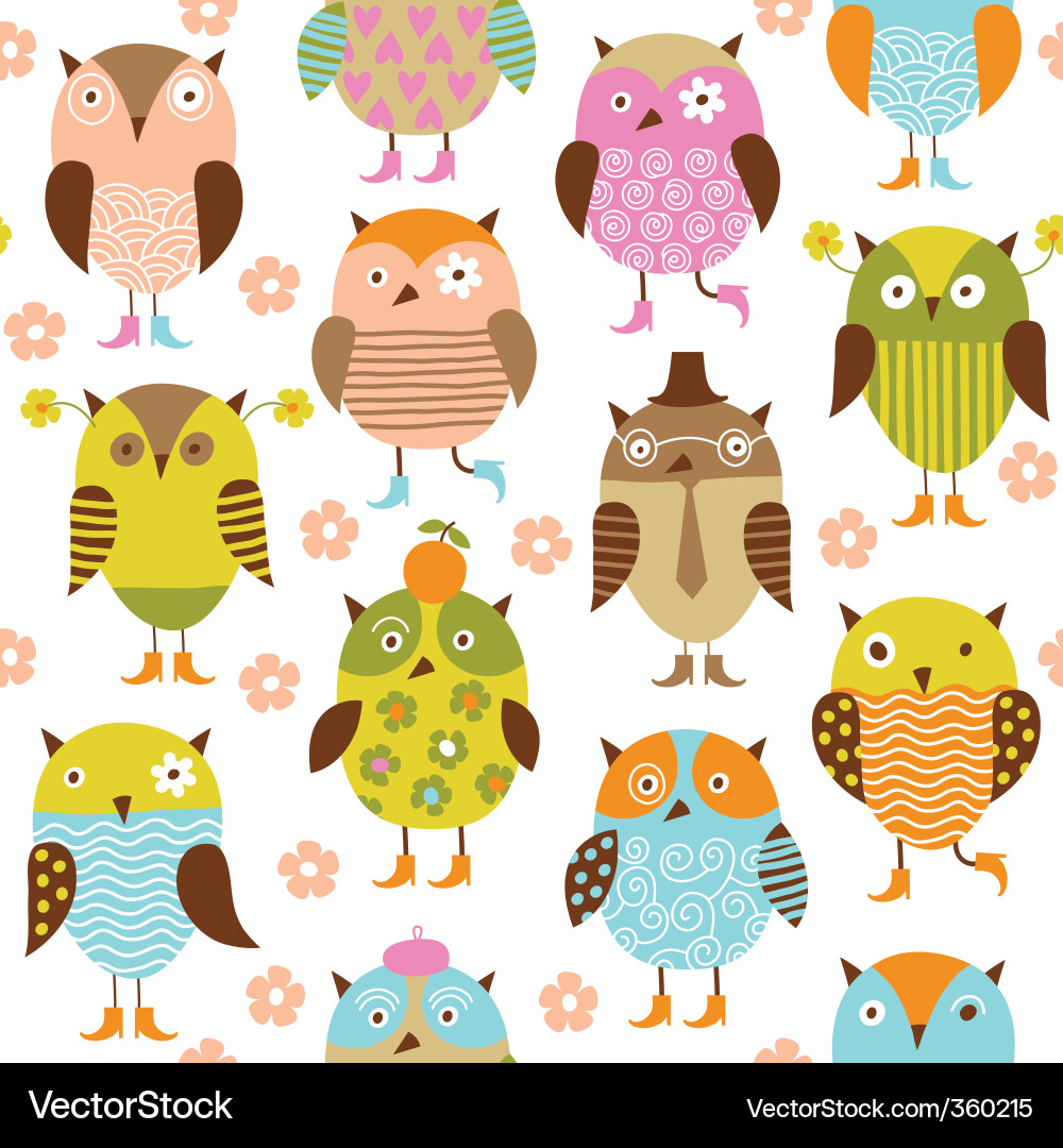 Floral Owl Pattern vector image