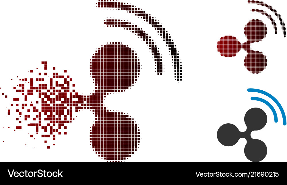Fractured pixel halftone ripple source signal icon Fractured pixel halftone ripple source signal icon vector image