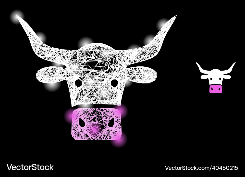 Glossy net mesh beef head with glare spots Glossy net mesh beef head with glare spots vector image