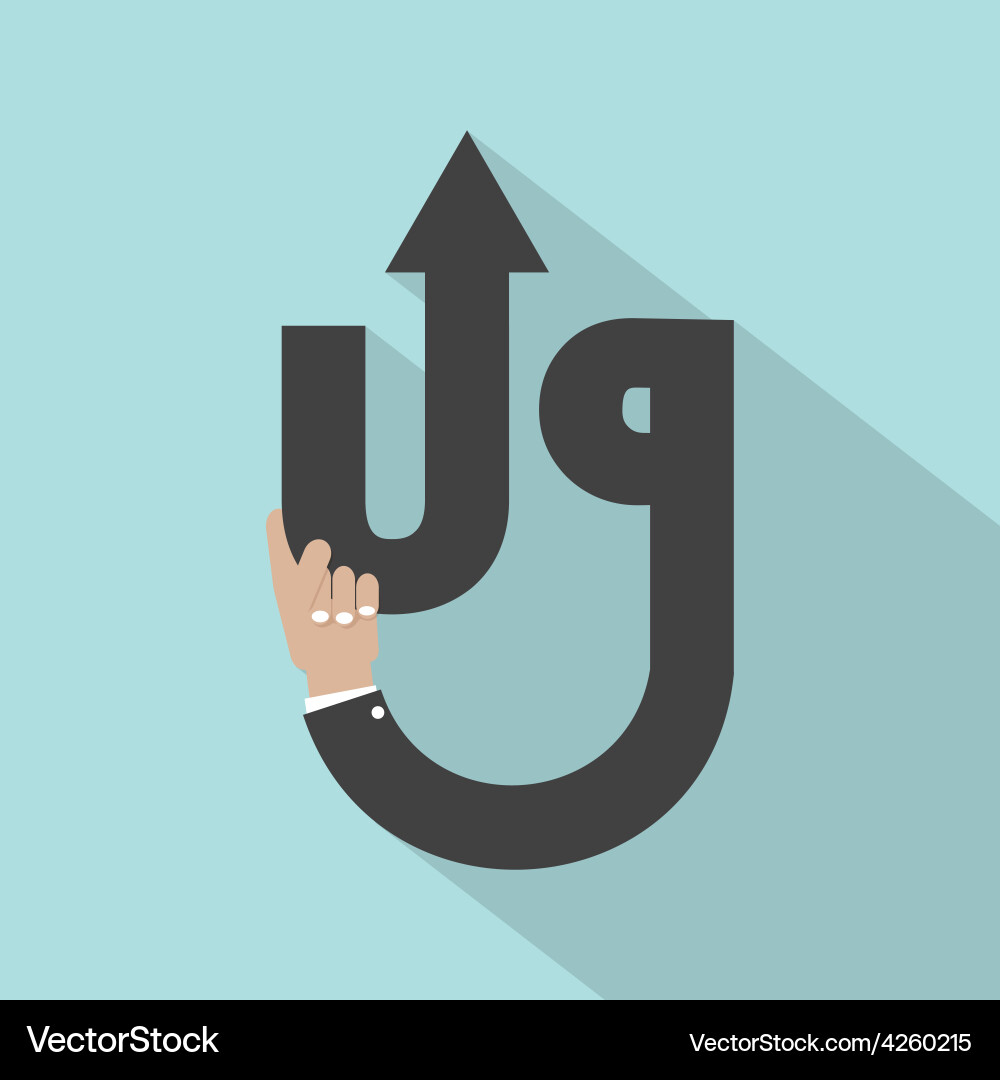 Hand and arrow with up typography design vector image