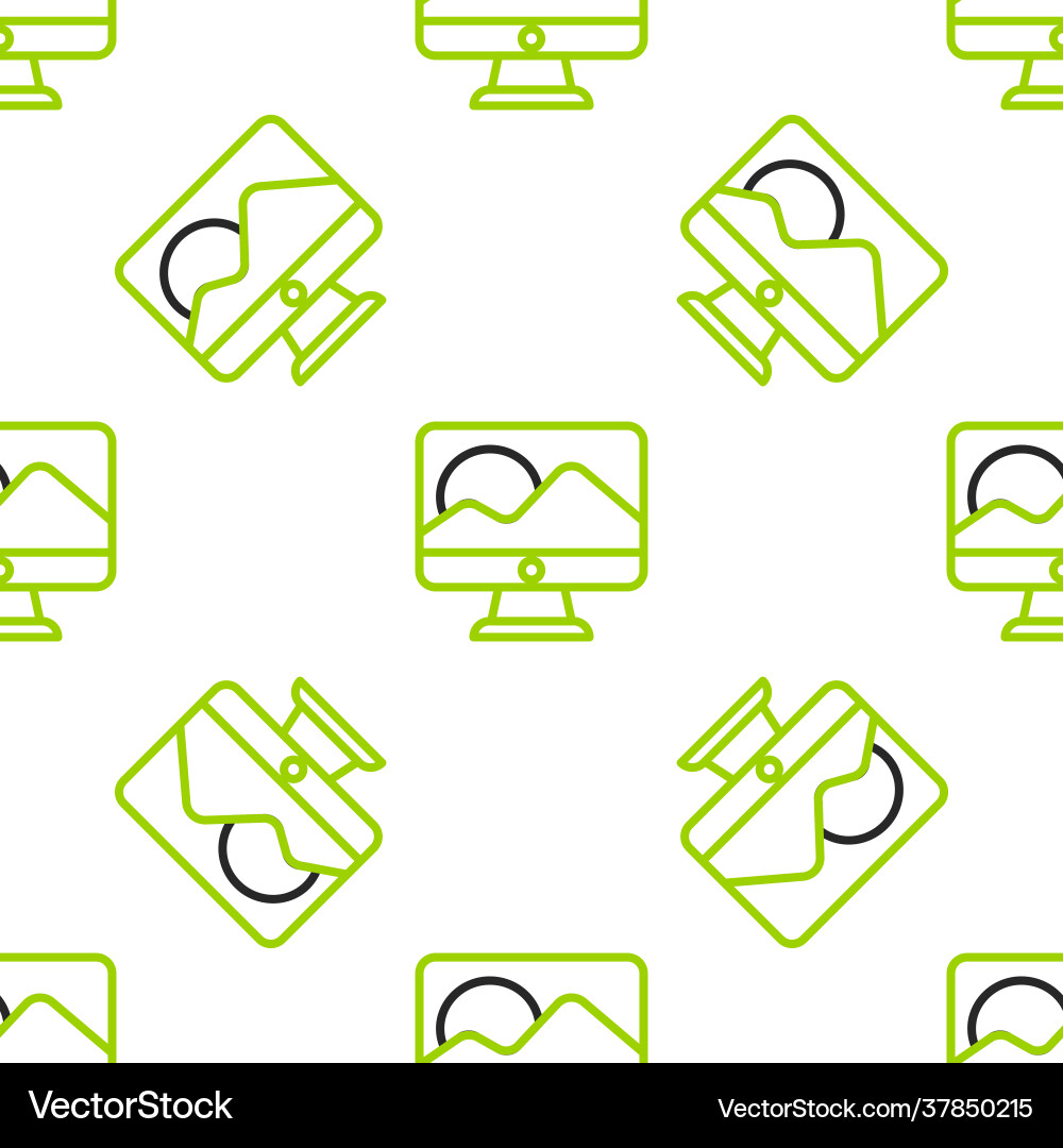 Line computer monitor screen icon isolated Line computer monitor screen icon isolated vector image