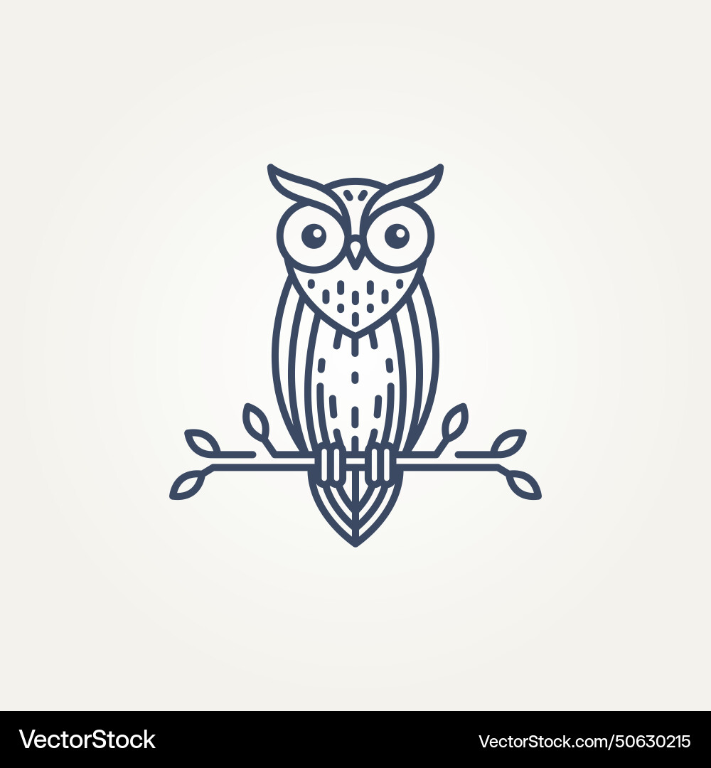 Minimalist owl bird standing on a tree branch Vector Image