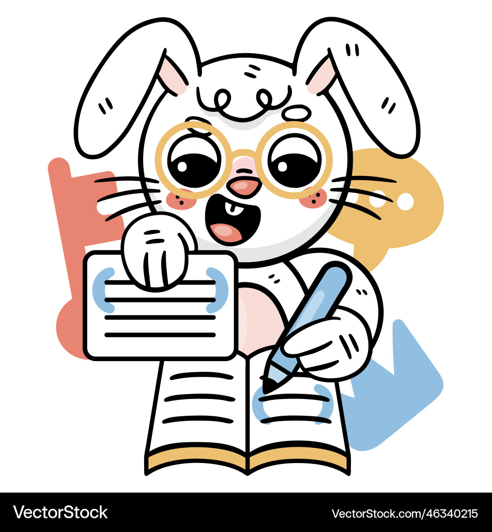Ronnie bunny reading stickers set Ronnie bunny reading stickers set vector image